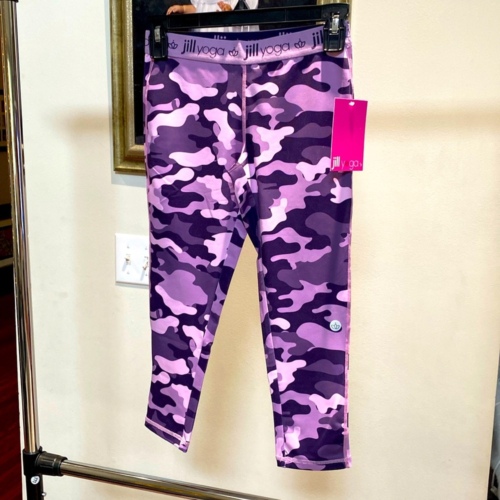 Jill yoga girls leggings, Large (12), purple camo,